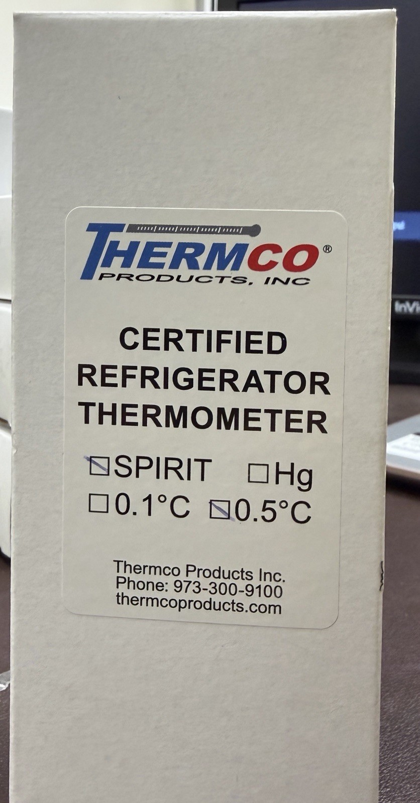 THERMCO ACCR0201S Liquid In Glass Thermometer,-5 to 15C 8RLT4 12/2025