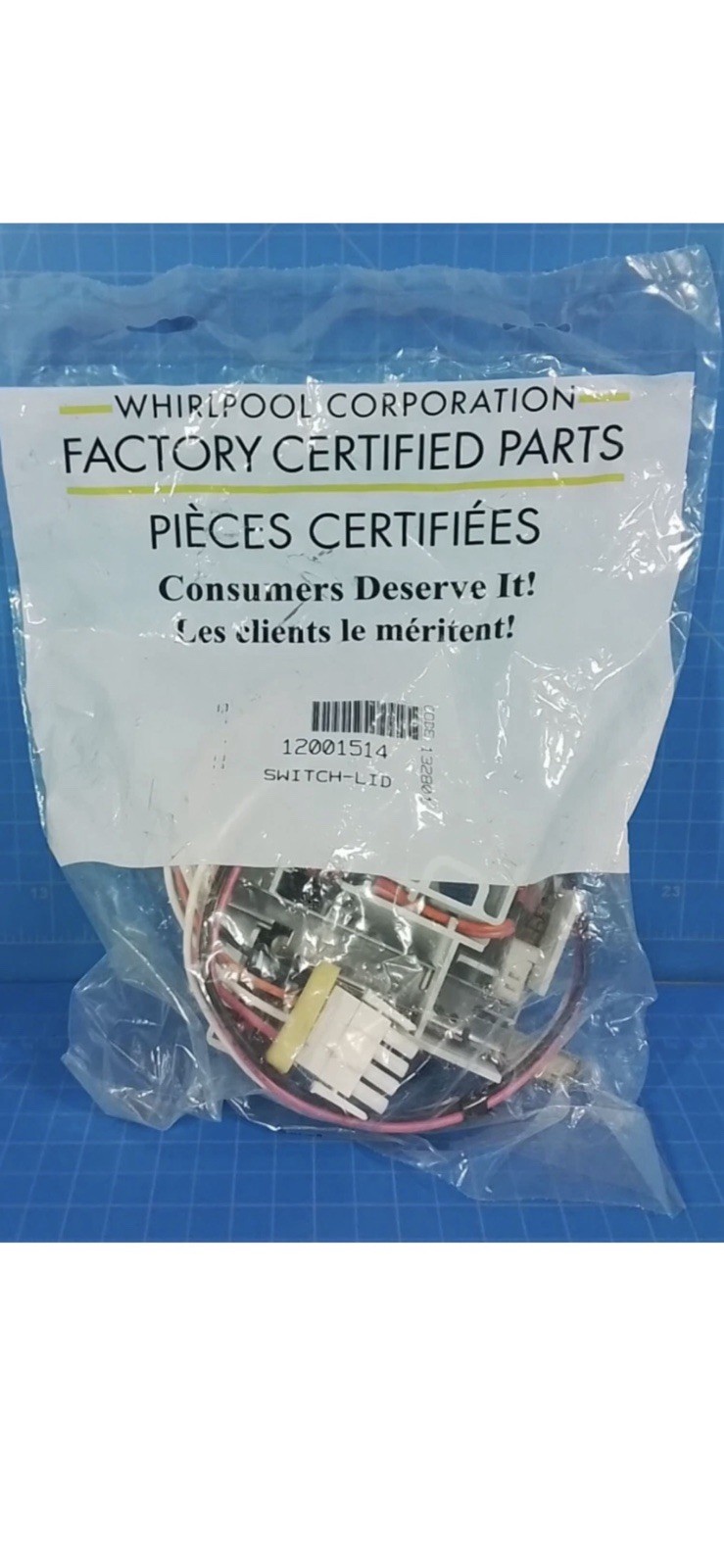 Genuine OEM Whirlpool Washing Machine Lid Switch 12001514