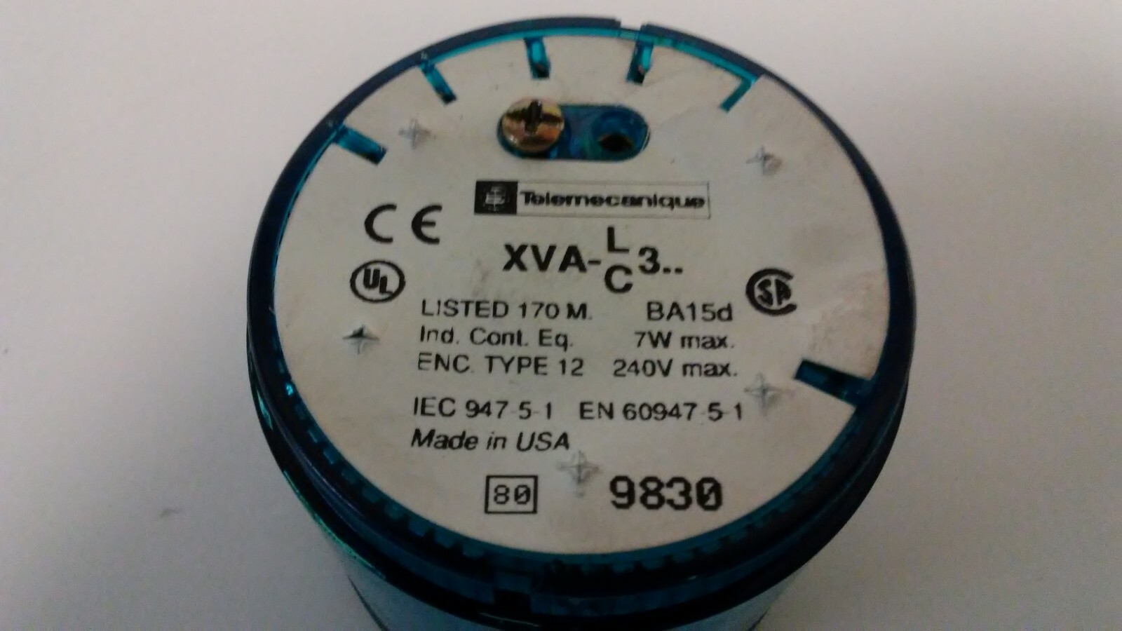 GUARANTEED! TELEMECANIQUE BLUE STACK LIGHT XVA-LC3 (NO BULB)