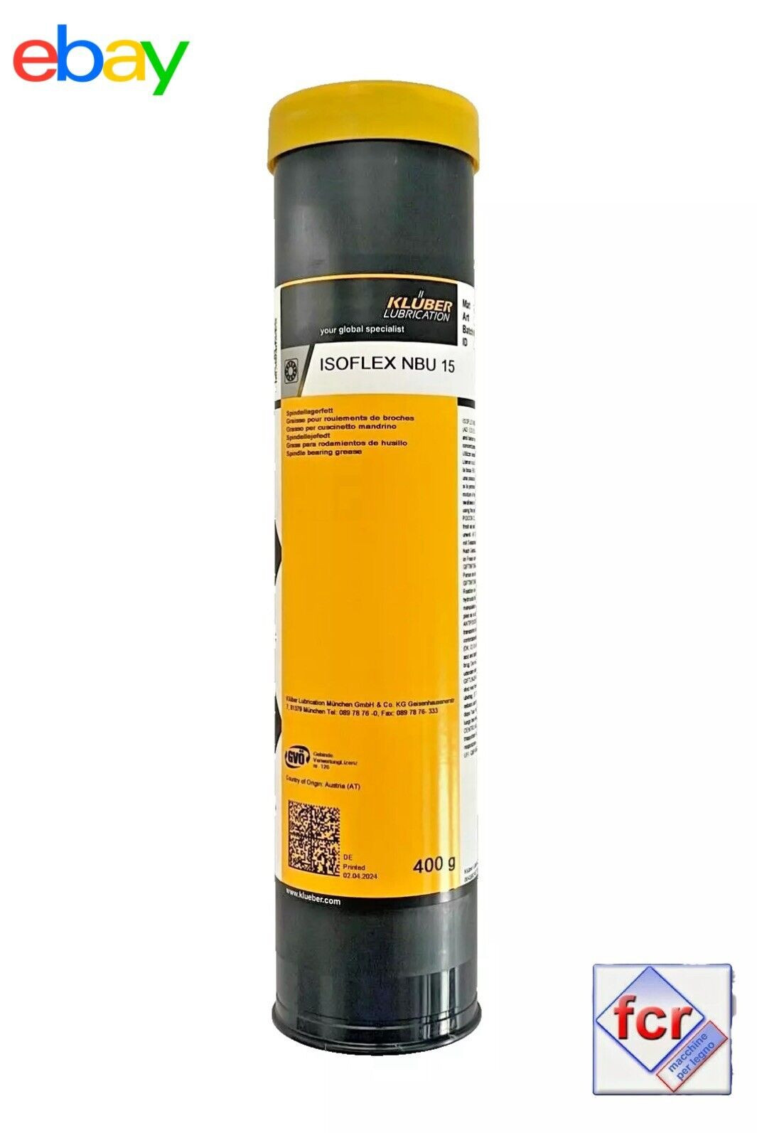 KLUBER ISOFLEX NBU 15 GREASE CARTRIDGE – 400g cod. 0040260591