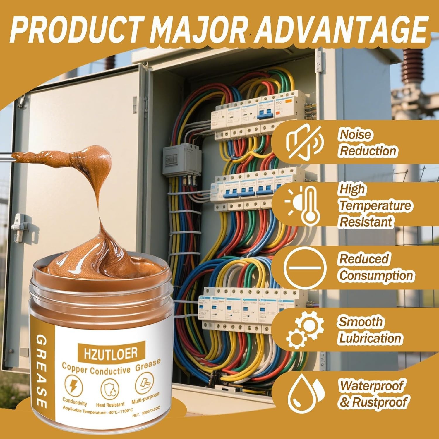 Copper Conductive Grease,100G Anti Arcing Conductive Paste for Automotive,Power