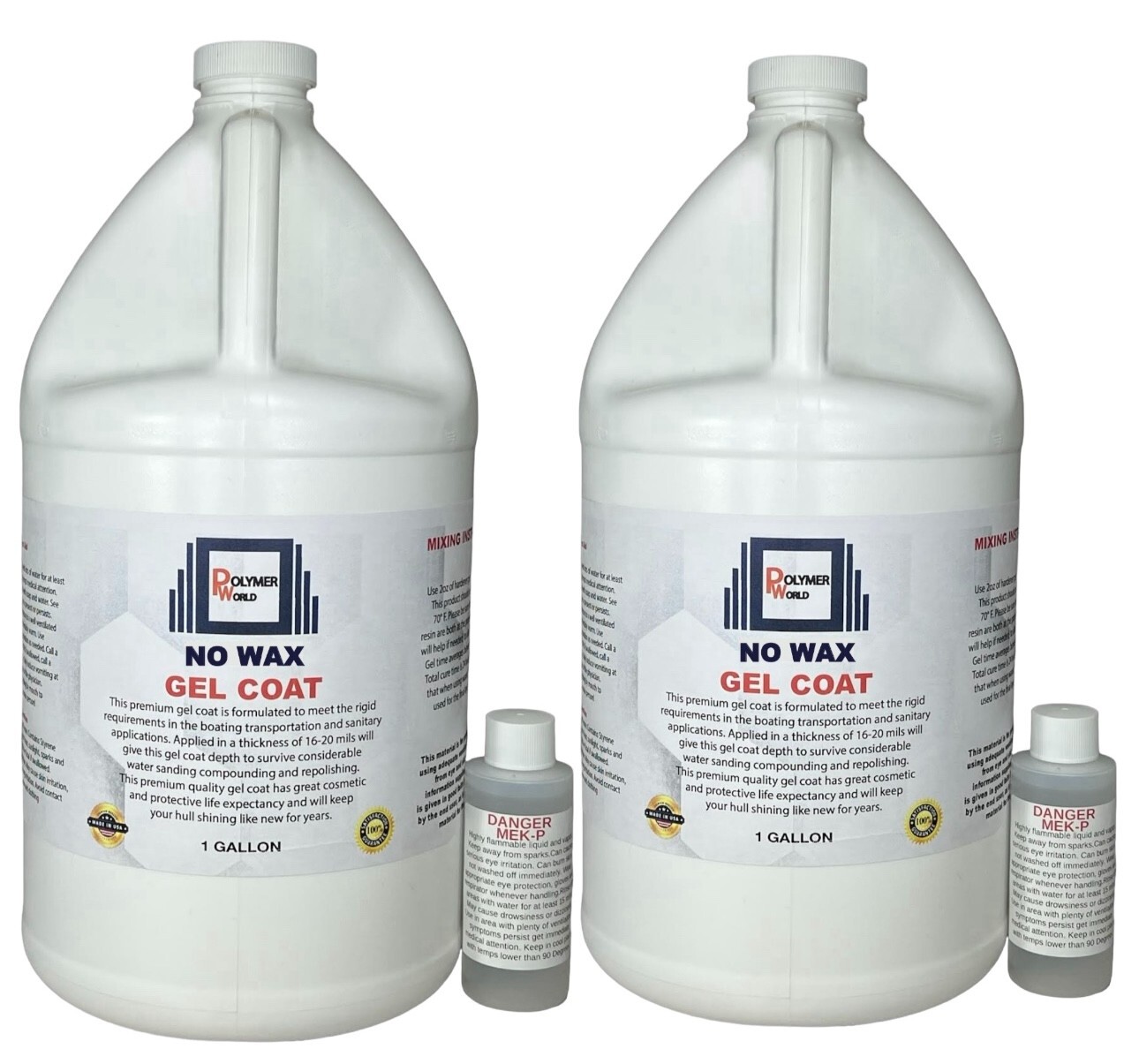 Polymer World White Gelcoat NO WAX 2 Gallon, Boats, Cars, RV, Fiberglass ,Tubs