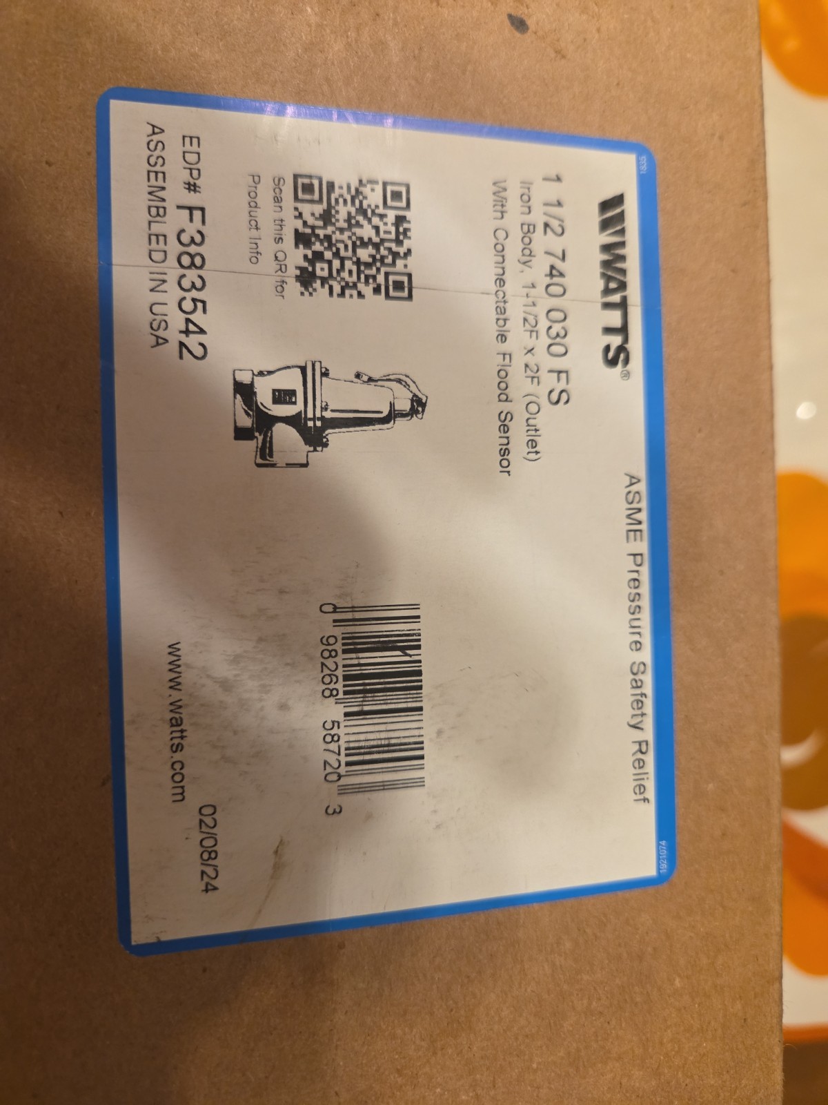NEW OPEN BOX Watts 1 1/2 740 030 Fs Relief Valve F383542 MADE IN USA IN 2024