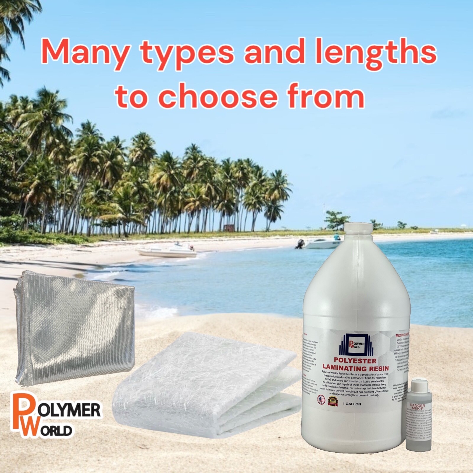 Fiberglass Repair Kit 1 Gal of Polyester Resin 1708x38x5 Yard Biaxial Cloth